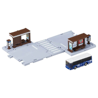 【TOMICA】交通世界  新城鎮 公車站 附小車(小汽車 場景)