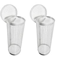 2Pcs Stainless Steel Wire Mesh Cylinder Grilling Basket Outdoor Round Grill Basket For Grill