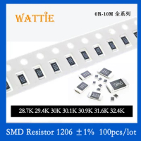 SMD Resistor 1206 1% 28.7K 29.4K 30K 30.1K 30.9K 31.6K 32.4K 100PCS/lot chip resistors 1/4W 3.2mm*1.6mm