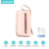 MJ JOYROOM L012 Plus Mini Powerbank 20000mAh with Dual Cables 22.5W Berkualitas Pink