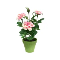 Bunga Artifisial Dengan Pot Mawar - Pink