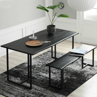 【會議桌】北歐實木客廳餐桌椅書桌簡約黑色辦公室工作臺會議洽談桌長凳組合