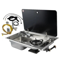 RV Gas Stove Or Induction Cooker with Sink Multi-function Folding Kitchen Gas Stove Sink Two in One Hidden Single Faucet Yacht