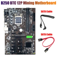 B250 BTC Mining Motherboard With 2XSATA Cable LGA 1151 DDR4 12Xgraphics Card Slot SATA3.0 USB3.0 For BTC Miner Mining