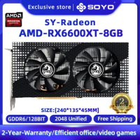 SOYO RX6600XT 8GB Video Card GPU 128Bit GDDR6 14 Gbps 7nm graphics card Supports PC Desktop Video Office game Placa de vídeo