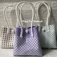 Tas Tangan Cantik Tali Panjang Tas Jali Mini anyaman tote