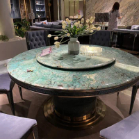 Light luxury marble dining table round table dining table home dining chair python pattern leather custom 1.5 dining table set