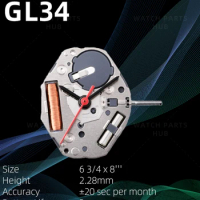 New Genuine Miyota GL34 Watch Movement Citizen Original Quartz Mouvement Automatic Movement 3 Hands GL36 watch parts