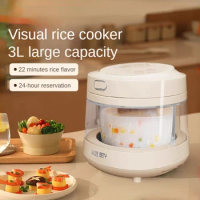 Household Rice Cooker Visual 3L Capacity Multifunctional Transparent Glass Inner Tank for 1-6 Persons Kitchen Appliances