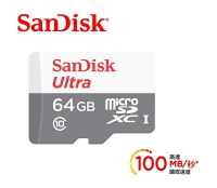 【最高現折268】SanDisk 64GB Ultra Micro SDXC UHS-I 記憶卡(100MB/s)無轉卡