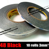 10x (3mm wide*50M), Original 3M Black Double Coated Tissue Tape for Huawei Samsung iphone Tablet Screen