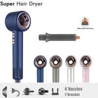 6IN1 Curling Dryer Salon Pro Hair Dryer With Auto Curling Wand Nozzle 110/220V Leafless Quick Hot Air 1600w HairCare Ionic Dryer