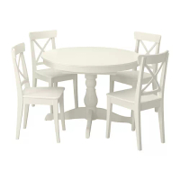 INGATORP/INGOLF 餐桌附4張餐椅, 白色/白色