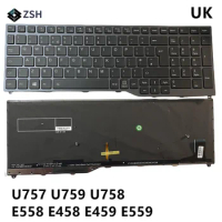UK keyboard for Fujitsu Lifebook U757 U758 U759 E558 E458 E459 E559 Laptop Keyboard Backlight without mouse