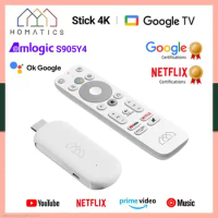 Netflix Google Certified Amlogic S905Y4 Google 11.0 TV Stick HOMATICS 4K TV BOX H.265 2T2R Wifi Support Dolby Atmos AV1 2GB 32GB