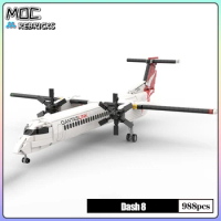 MOC DHC-8 Turboprop-powered Medium-range Regional Airliners Building Block Model Bricks DIY Toys for Kid Christmas Gifts