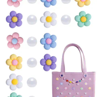 Rubber Beach Bag Accessories Charms,Rubber Beach Totes Accessories Inserts,Daisy Flower Bag Charms Casual Outdoor