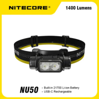 NITECORE NU50 headlamp with built-in 4000 mA battery and adjustable 1400 lumens