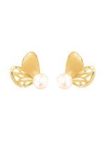 ต่างหูผู้หญิงทองคำประดับไข่มุก Butterfly Concerto Collection 165E1004-18
