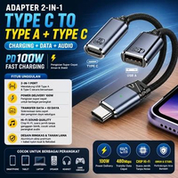 USB Type C Splitter 100W Type C Female + USB A Female Cabang 2 Ganda OTG Data Charger Fast Charging 