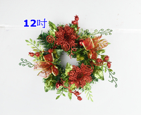 12吋裝飾聖誕花環(紅)，聖誕節/聖誕佈置/聖誕掛飾/聖誕裝飾/聖誕吊飾/聖誕花材，X射線【X454578】