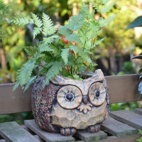 Decorative Cement Planter Pot Owl Design