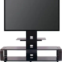 TV Stand with Mount &amp; Wheel for 35-85 Inch TV, monitor arm desk mount,Espresso/Black