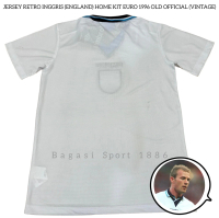 Jersey Baju Bola Retro Lama Negara Inggris David Beckham Home Kit Kandang Piala Eropa 1996 96 Michae