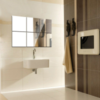 16Pcs 15CM Square cermin kaca jubin pelekat dinding Decal Mosaic hiasan rumah bilik mandi cermin lantai