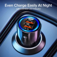 3.1A Dual USB Car Charger Fast Adapter QC3.0 For Infinix Note 10 Note 10 Pro Note 8 8i Zero 8i vivo x50 pro plus oneplus 8 pro