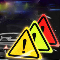 Car Reflective Triangle Warning Sticker Rear Tail Bodywork Safety Sticker Automotie Motorcycle Decoration Decal Accessories