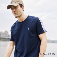 Nautica 男裝 簡約織帶造型純棉短袖T恤-深藍