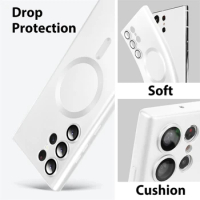 For Samsung Galaxy S24 S23 S22 S21 S20 Plus Note 20 Ultra S20FE S21FE S23FE Silicone Soft Magnetic Case Magsafe Wireless Cover