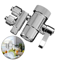 Brass Diverter Valve Silver 3/8in &amp; 5/16in Out Diverter Valve Faucet Filter For ESpring Two Way Faucet Changeover Valve