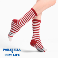 【Porabella】襪子 襪 女襪 斑馬紋襪 條紋襪 普拉提襪 瑜珈襪 止滑襪 運動中筒襪 YOGA SOCKS