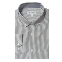 【MURANO】英倫個性長袖襯衫-白底灰細條(台灣製、現貨、條紋)