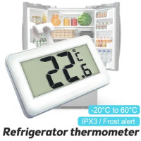Digital Fridge / Freezer Thermometer Household Thermograph Humidity Meter Waterproof LCD Display Wireless &amp; Hanging Hook