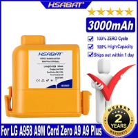 HSABAT 3000mAh Battery for LG A958 A9M Cord Zero A9 A9 Plus A9+ A9PETNBED2X A9PETNBED A9MULTI2X A9MULTI EAC63382201 Batteries
