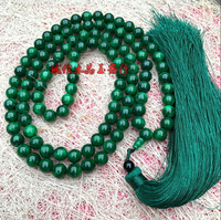 天然緬甸翡翠祖母綠干青鐵龍生手鏈108顆佛珠手鏈項鏈男女款1入