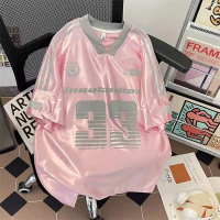 2026 New Jersey American Retro V-Neck Number 33 Short Sleeve Jersey Top Simple Quick-Dry Breathable