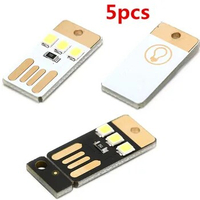 5pcs Mini Pocket Card USB Power LED Keychain Night Light 0.2W USB LED Bulb Book Light For Laptop PC Powerbank Night Lamp