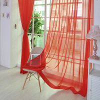Living Room Kid Room Classroom Colorful Sheer Tulle Curtains Polyester Solid Color Rod Pocket Curtain for Bedroom Kitchen