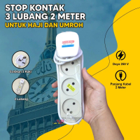YAZIDSTORE Stop Kontak 3 Lubang 2 Meter Haji dan Umroh / Stop Kontak 3 Lubang 2 Meter / Stop Kontak