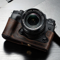 For Fujifilm XT2 XT3 Camera Bodysuit Genuine Leather Camera Case Handle Half Bag