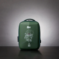 TLCSTORE MOBILE SUIT GUNDAM機動戰士鋼彈硬殼後背包 旅行包 筆電包 電腦包(附行李箱拉桿帶)#薩克(綠色)-薩克(綠色)