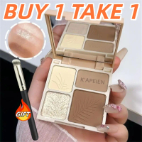 (BUY1TAKE1) KARENE Four-Color Contour Palette + Brush Shadow & Nose Contouring Matte Highlighting Pa