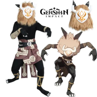 Hilichurl Cosplay Costume Game Genshin Impact Hilichurl Cosplay Costume Actor's Headgear Halloween Costumes for Women Men Unisex