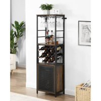 Wine Bar Cabinet for Liquor and Glass, Free Standing Wine Rack, Bar Liquor Cabinet, Floor Wine Cabinet with Adjustable