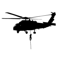 16.2cm*11.2cm Helicopter Air Force Military Vinyl Car Sticker Decor Black/Silver S3-6195