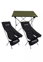 MasterTool Camping Foldable Hard Top Table &amp; Chairs Set（Black Chair*2+Green Table*1) , Folding table &amp; Chairs Set